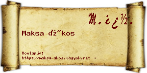 Maksa Ákos névjegykártya