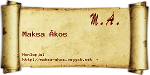 Maksa Ákos névjegykártya
